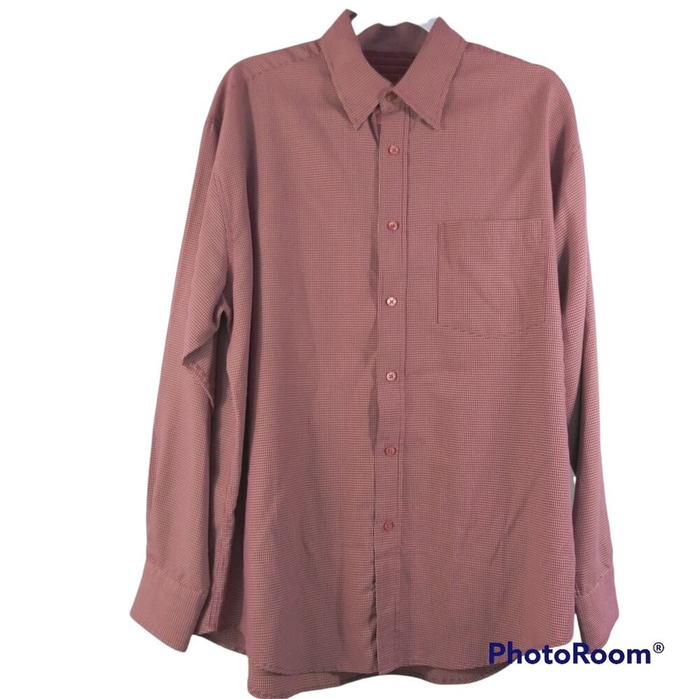 Bugatchi Uomo Red Checkered Button Down Dress Shirt L